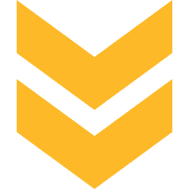 Downward pointing yellow arrows icon