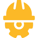 Hard hat and gear symbol