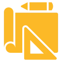 Design icon featuring pencil and triangle