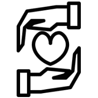 Hands cradling heart icon