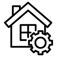 House with gear icon